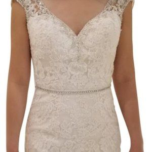 Ivory Satin with Rhinestones Sash